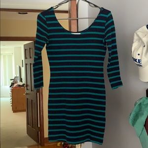 Navy striped bodycon dress